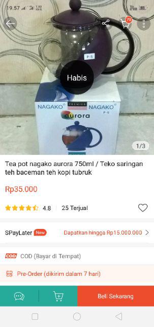 Tea Pot Nagako Aurora 750ml / Teko Saringan Teh Baceman Teh Kopi Tubruk