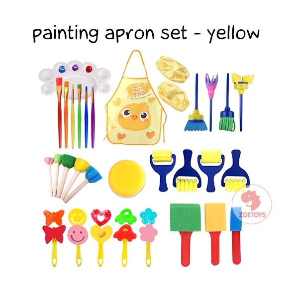 Zoetoys Painting Apron Set | Kids Painting Kit | Peralatan Melukis Spons Apron Celemek Lukis