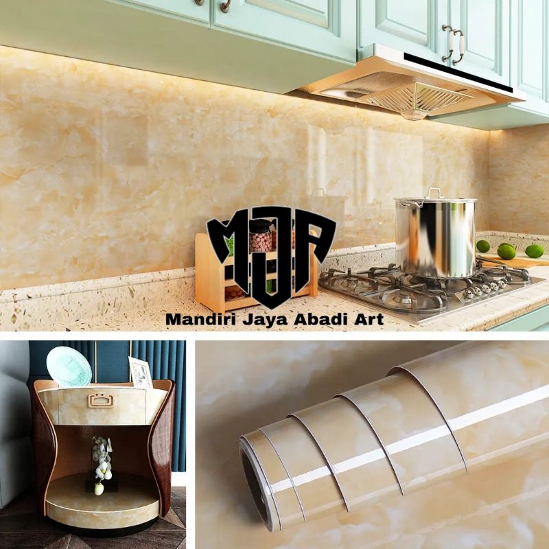 sticker marmer marble glossy premium mengkilap dan anti air tahan panas bahan tebal