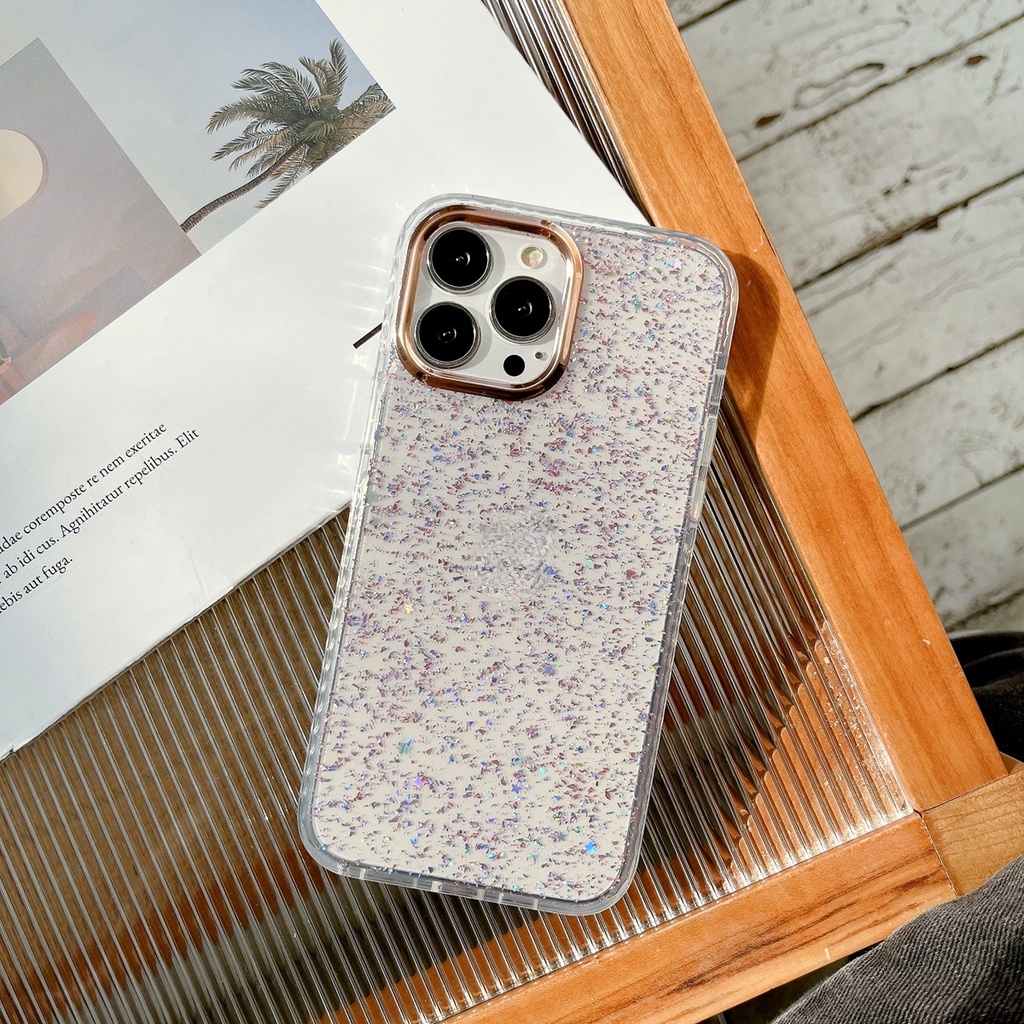 Casing Iphone 11 12 13 Pro MAX X XR XS Shockproof Aksen Glitter Emas