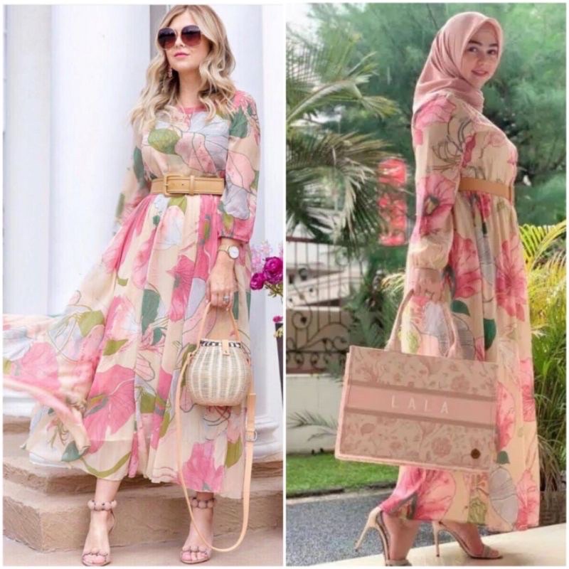 RESTOCK DRESS MAXI DUBAI PINKY IMPORT BKK-pinky