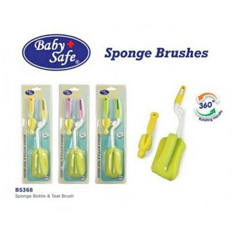 Baby Safe Sponge Bottle &amp; Teat Brush (BS368)/Sikat Busa Botol BabySafe