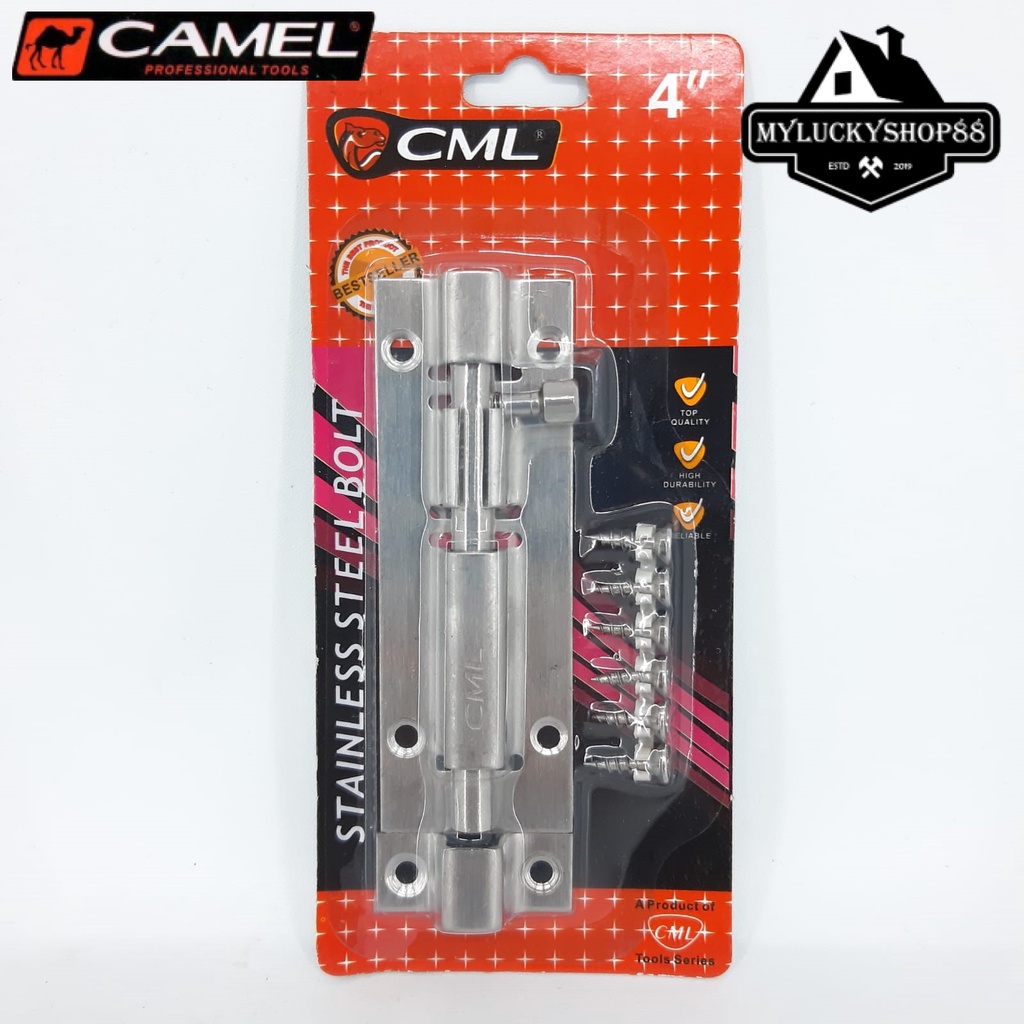 Kunci Grendel Stainless Tebal Camel Slot Pintu Gerendel Jendela Selot 4 Inch