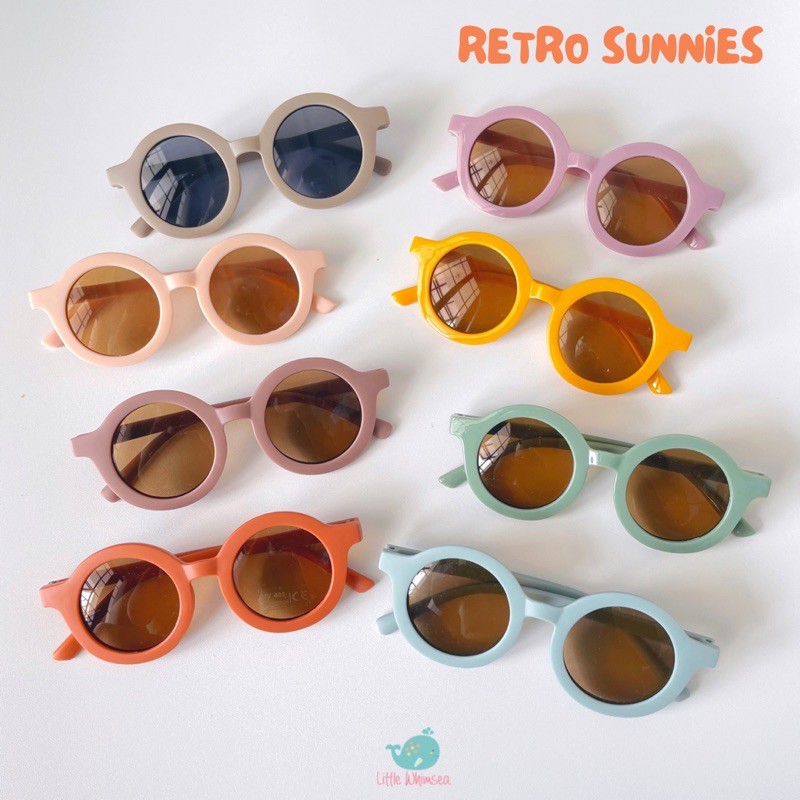 Little Whimsea Retro Sunnies / Kacamata Hitam Anak Unisex bentuk O/Kacamata Anak