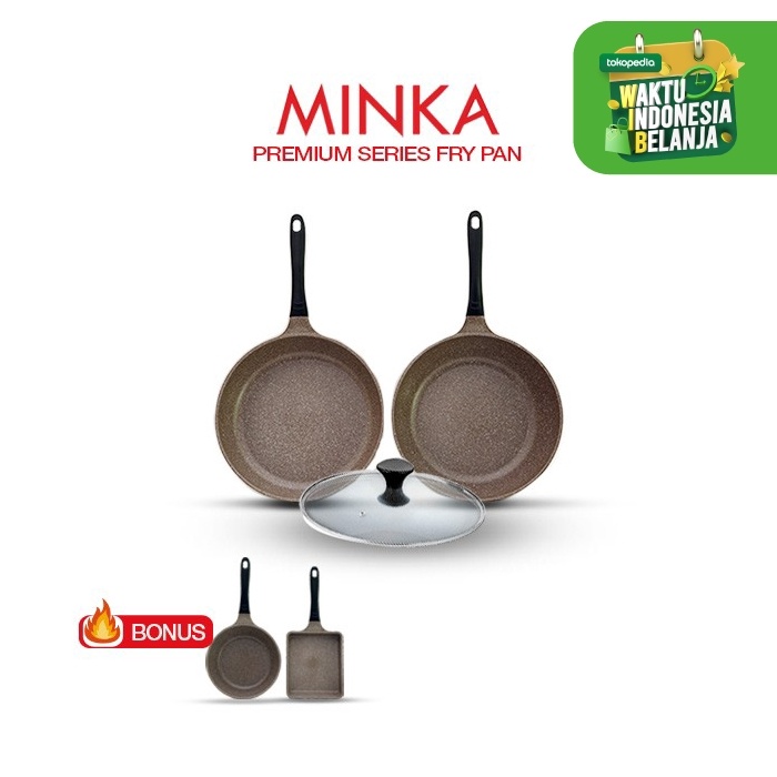 TERLARIS MINKA FRYING PAN SET PREMIUM SERIES (WAJAN TEFLON) TOTAL 5PCS
