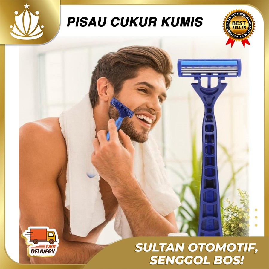 Pisau Cukur Jenggot Kumis Double Pisau Plus RUBBER Anti Iritasi Alergi