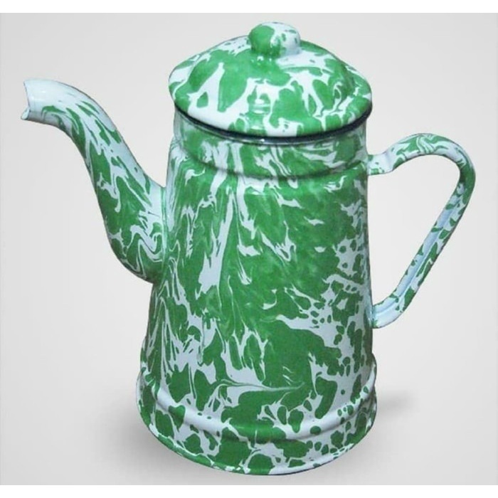 Teko LURIK leher panjang enamel Loreng hijau