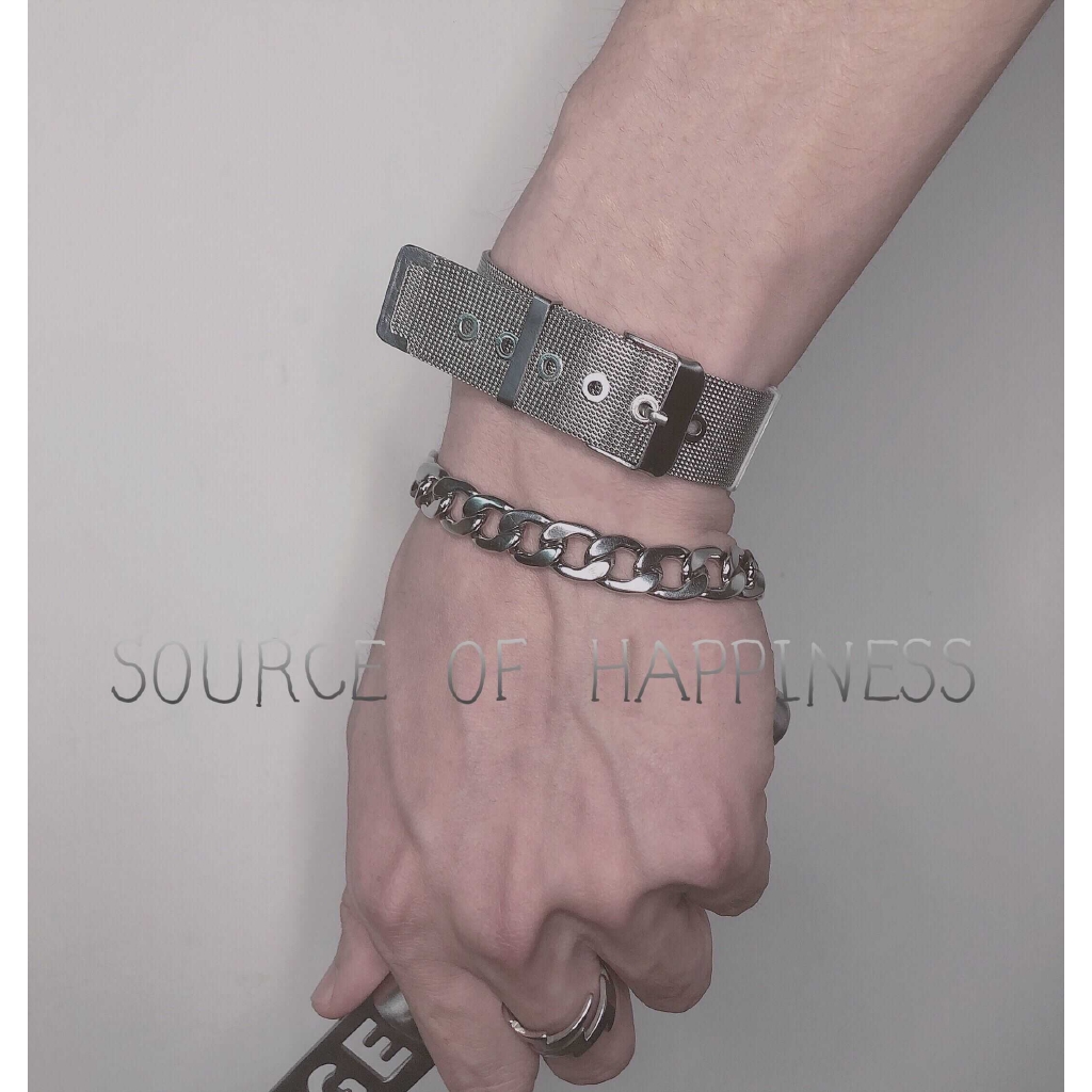 Gelang Titanium Rantai Gaya Punk Anti Karat Gelang Titanium Rantai Gaya Hip hop