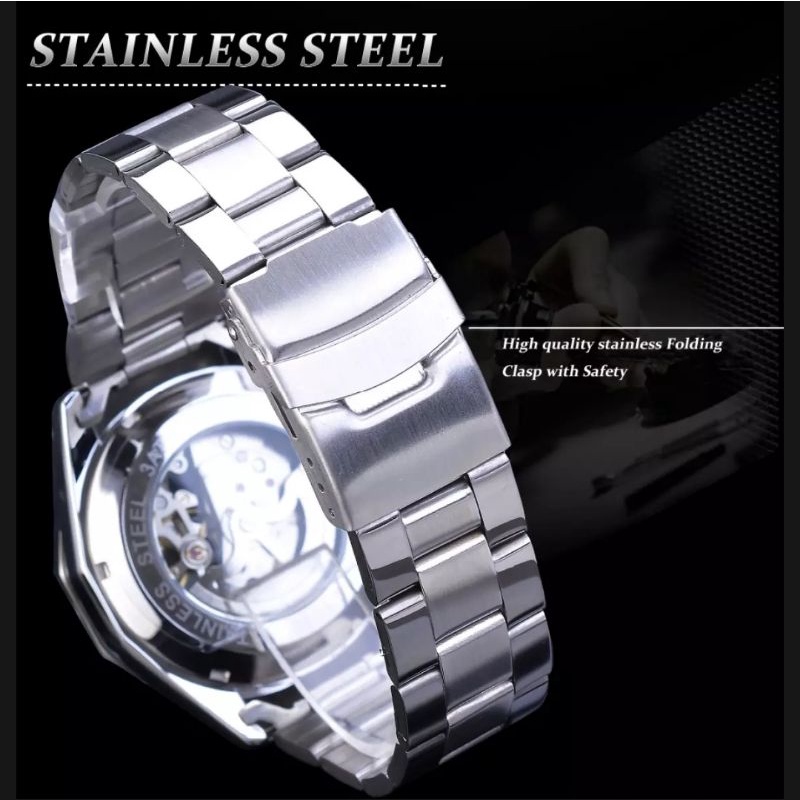 Jam Tangan Pria Original Otomatis Mekanik Forsining Sporty Bisnis Silver Blue