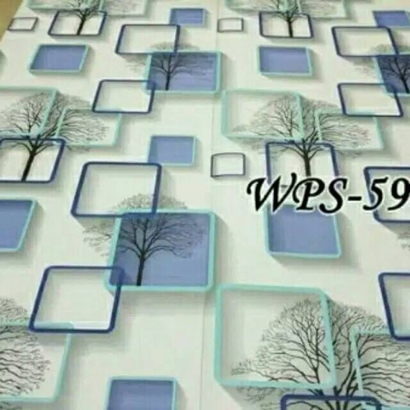 Walpeper dinding motif 3D / ungu / biru / kuning / putih / kayu / walpaper dekorasi-3D BIRU