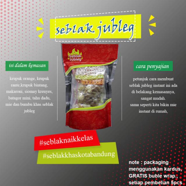 

Seblak jubleg instant berkuah pedas asli bandung