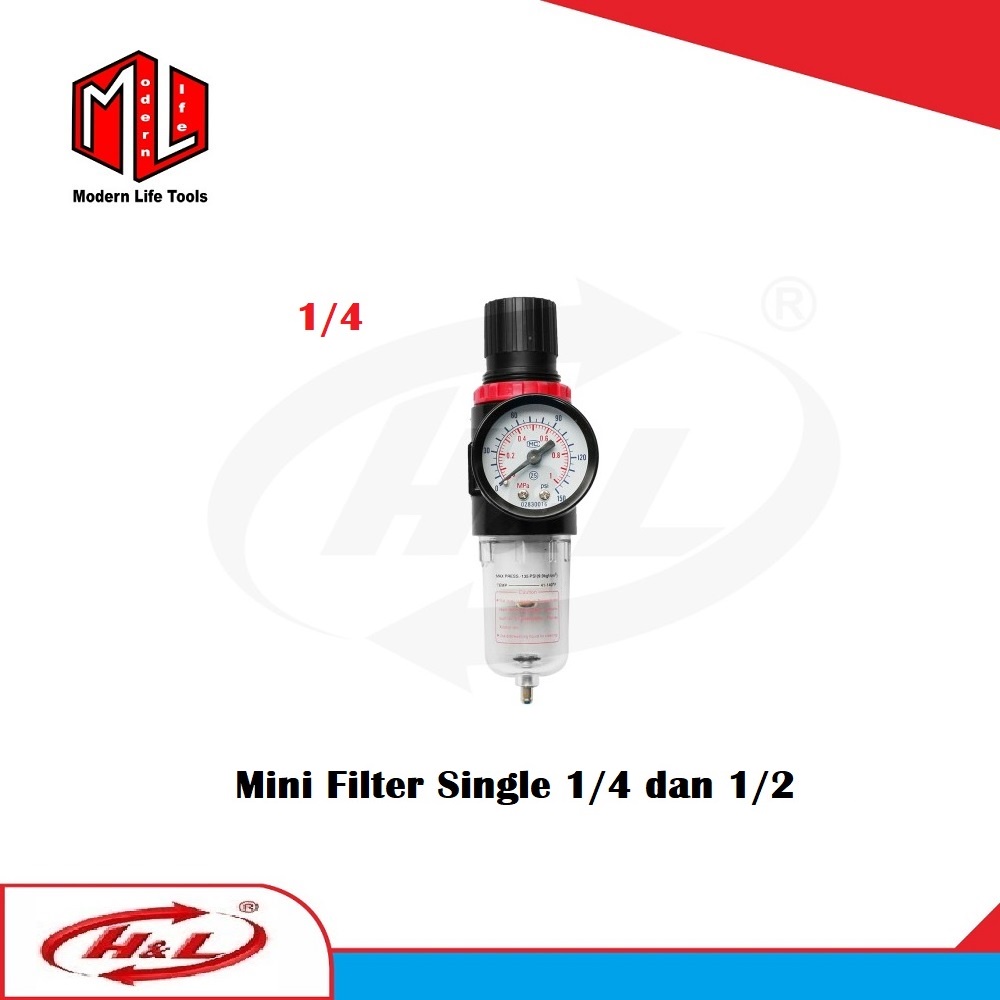 Mini Filter Air Single Regulator Kompresor Angin ( 1/4&quot; &amp; 1/2&quot; ) HL