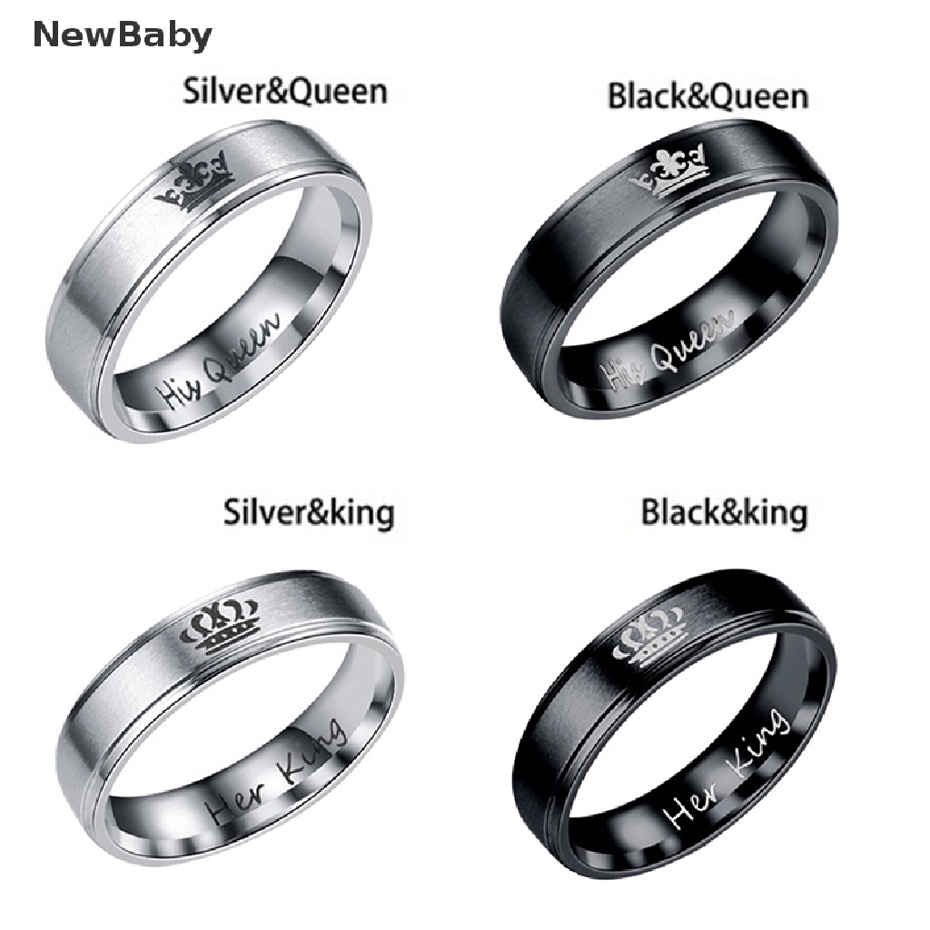 NewBaby Couple Rings HIS QUEEN HER KING Stainless Steel Rings Chic Jewelry Accessories  ID