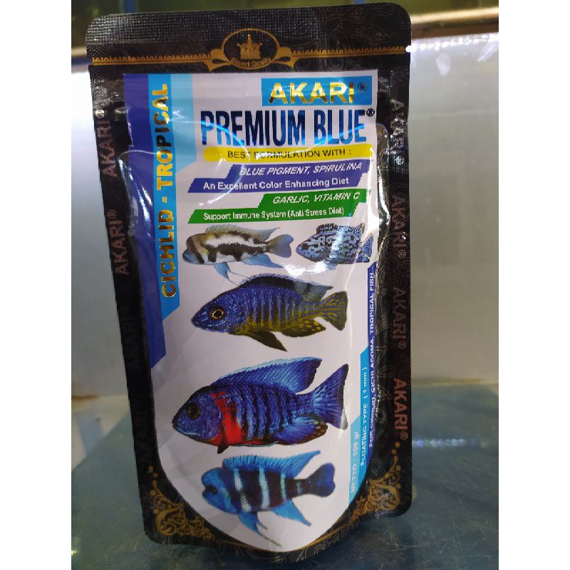 AKARI PREMIUM BLUE pakan ikan hias cichild dan cana pakan ikan viral murah