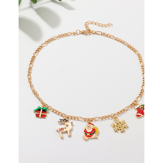 LRC Gelang Tangan Fashion Gold Drip Santa Claus Elk Necklace D28015