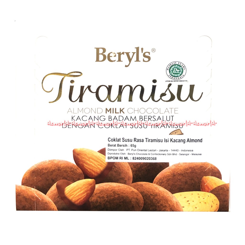 Beryl's Tiramisu Almond Milk Chocolate Coklat Susu Tiramisu 65gr