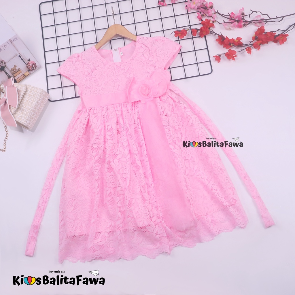 Gaun Pesta Size 3-4 Tahun / Ekspor Quality Premium Brukat Baju Anak Perempuan Dress Polos Natal Dres