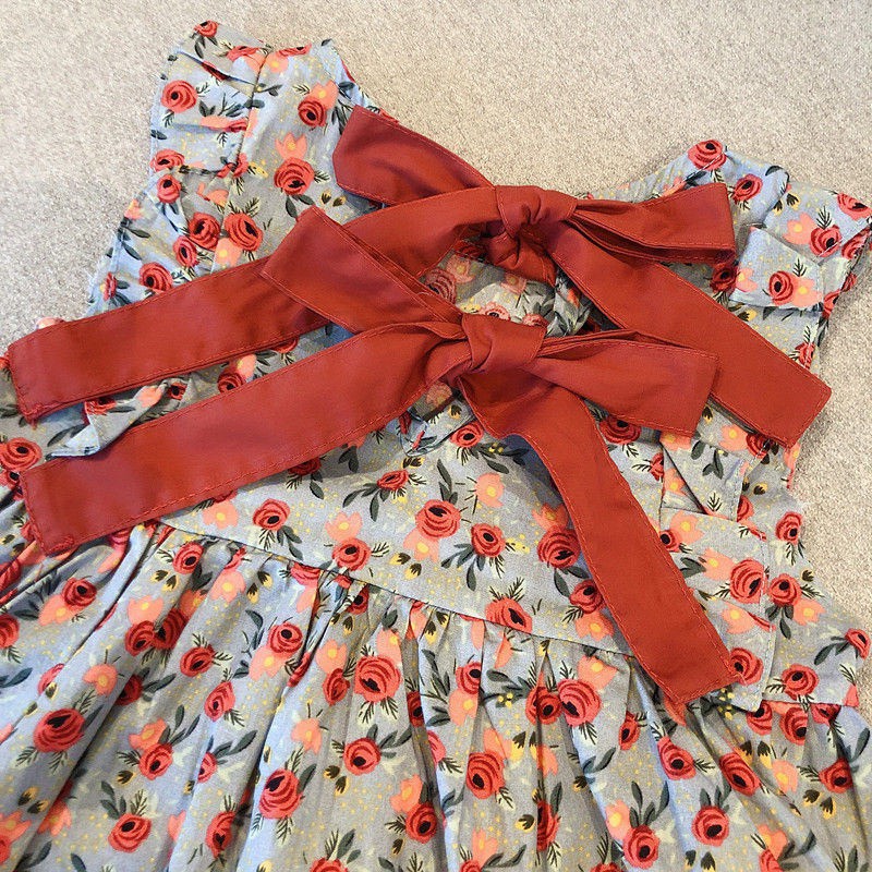 Dress Anak Perempuan Korean Fashion Floral Pita Red Non-Sleeve Gaun