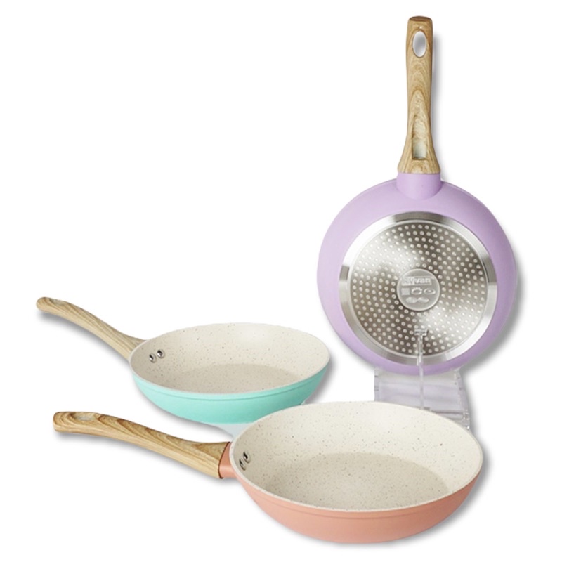 Ryvan Fry Pan Pastel Series 24cm / Wajan Penggorengan Anti Lengket Marble Induksi Keramik Ceramic Fr