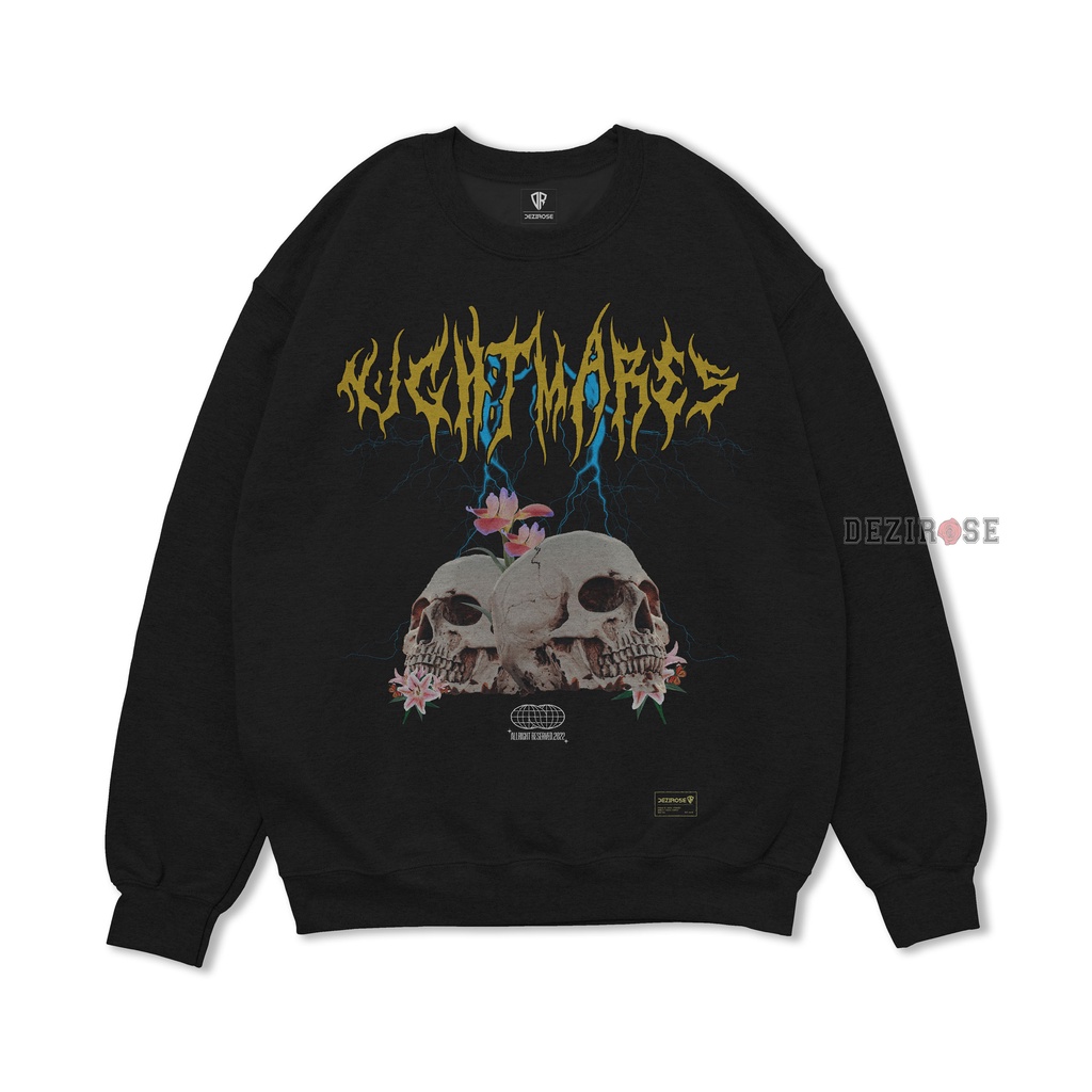 DEZIROSE Sweater Crewneck Nightmare Pria &amp; Wanita Distro Fleece Tebal Premium Size M-XXL