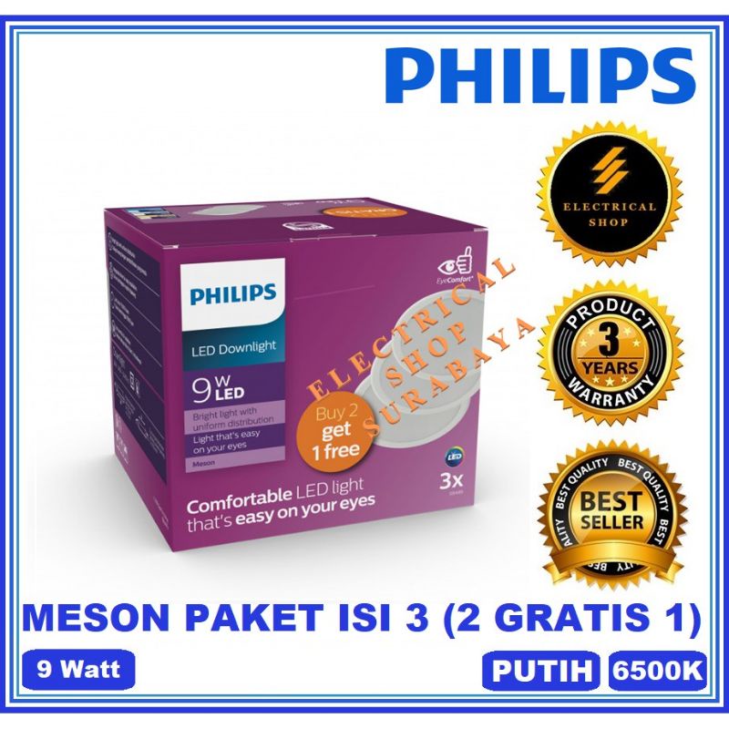 DOWNLIGHT PHILIPS BELI 2 GRATIS 1 MESON PACK 3,5W 5W 9W 13WATT LAMPU PLAFON