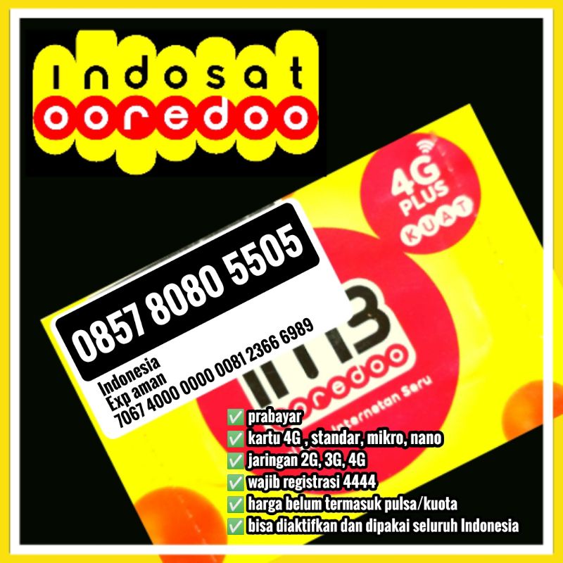 Nomor cantik indosat im3 4 varian angka ABAB CCBC 8080 5505