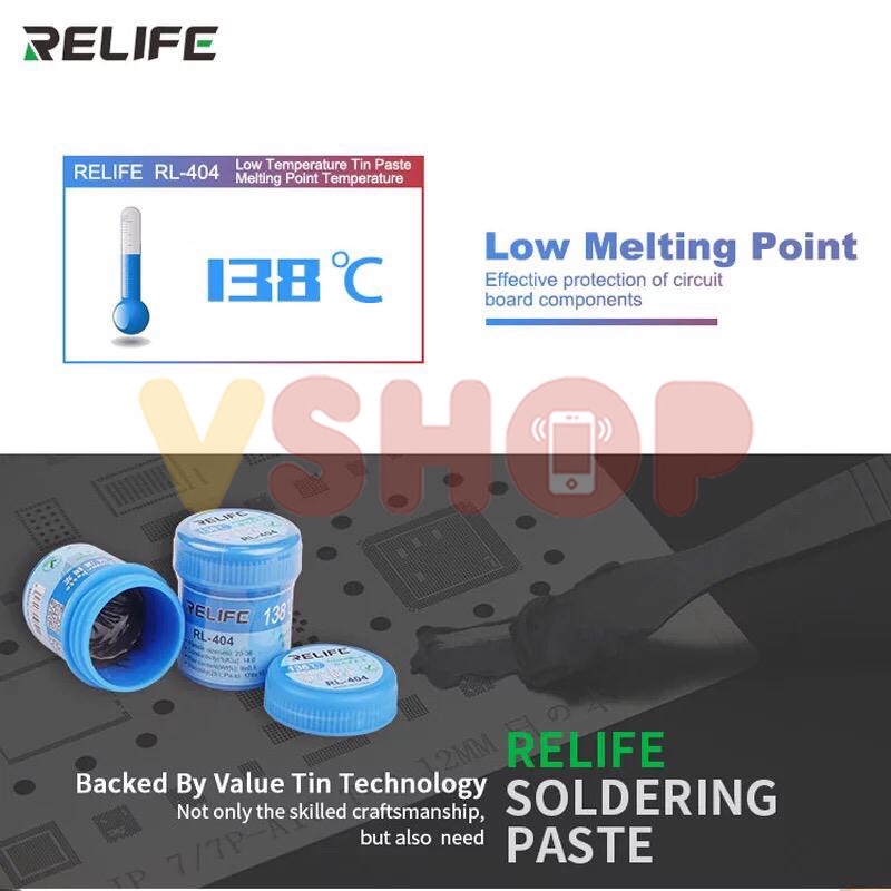 TIMAH PASTA CAIR - SOLDER PASTA RELIFE RL-404 138C LOW TEMPERATURE 40G