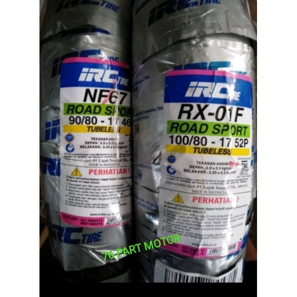 PAKET BAN TUBELESS IRC UK.90/80 .17 &amp; 100/80 .17 FREE PENTIL(motif ban item ini dikirim random)