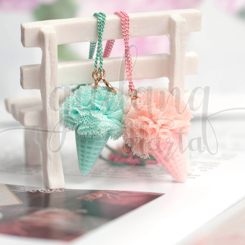 Kalung Best Friends Ice Cream Pompom Lucu Unik BFF GH 204219