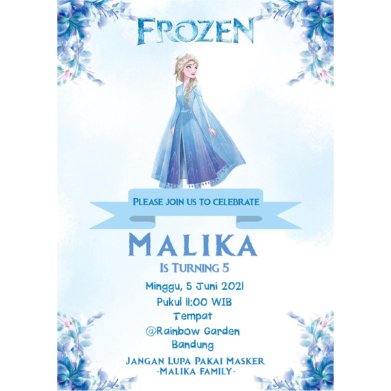 Jual Birthday Invitation / Undangan Ulang tahun Anak Tema Frozen Elsa