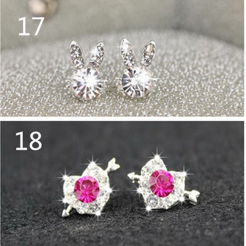 Fashion Heart Star Pearl Rhinestone Stud Earrings For Women Girls Charms Jewelry Wholesale