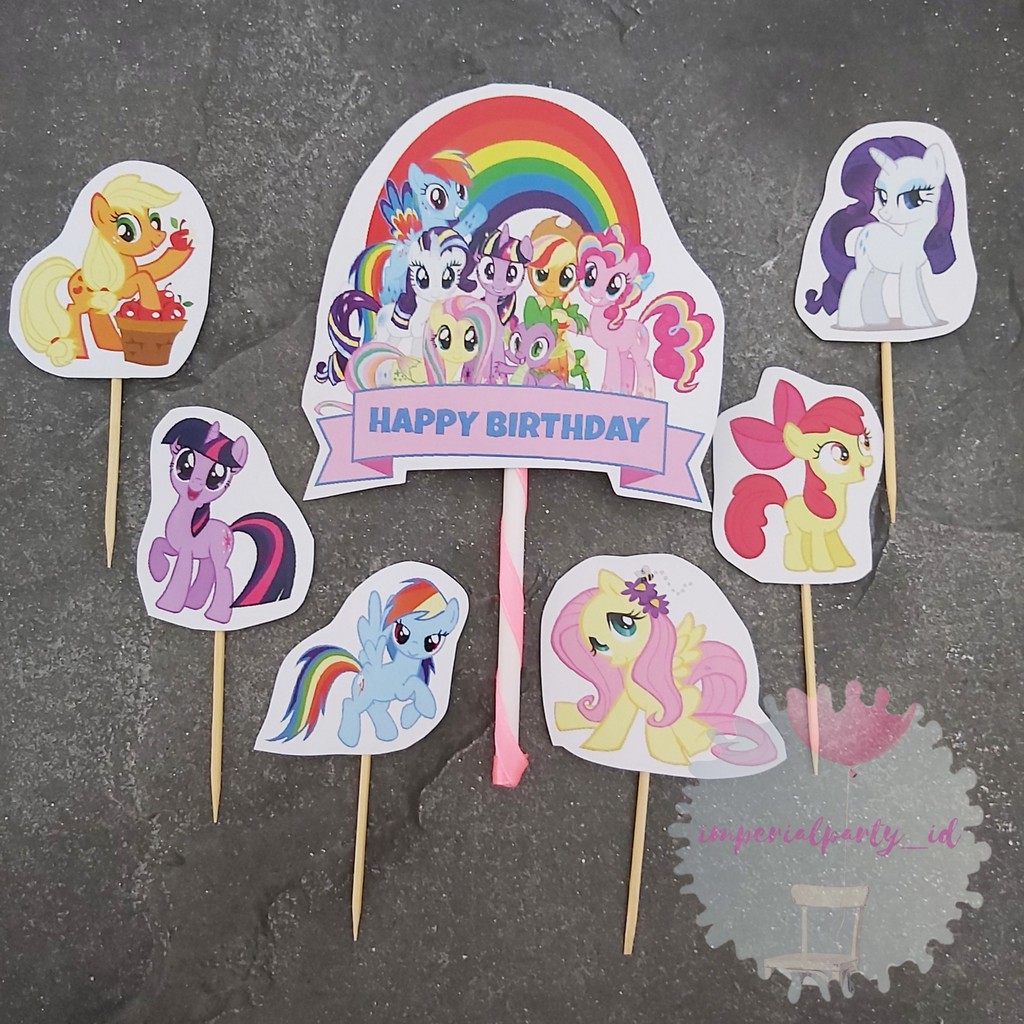Cake Cupcake Topper Tusukan Kue Happy Birthday My Little Pony Kuda