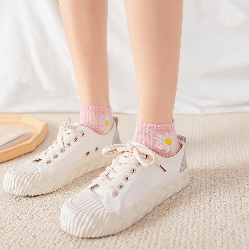 WJ0048 Kaos Kaki Ankle Motif Bunga Daisy / Kaos Kaki Wanita
