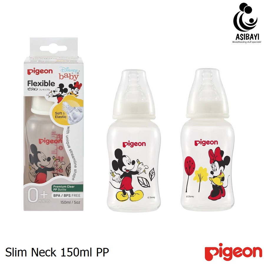 Pigeon Disney Baby Slim Neck 150ml PP Bottle Flexible Botol Susu