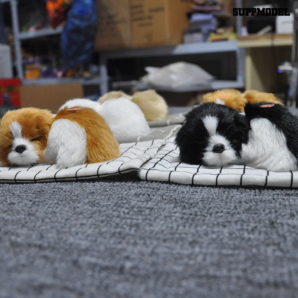 Boneka Anjing Tidur Realistis Bahan Plush Untuk Dekorasi Rumah / Mobil