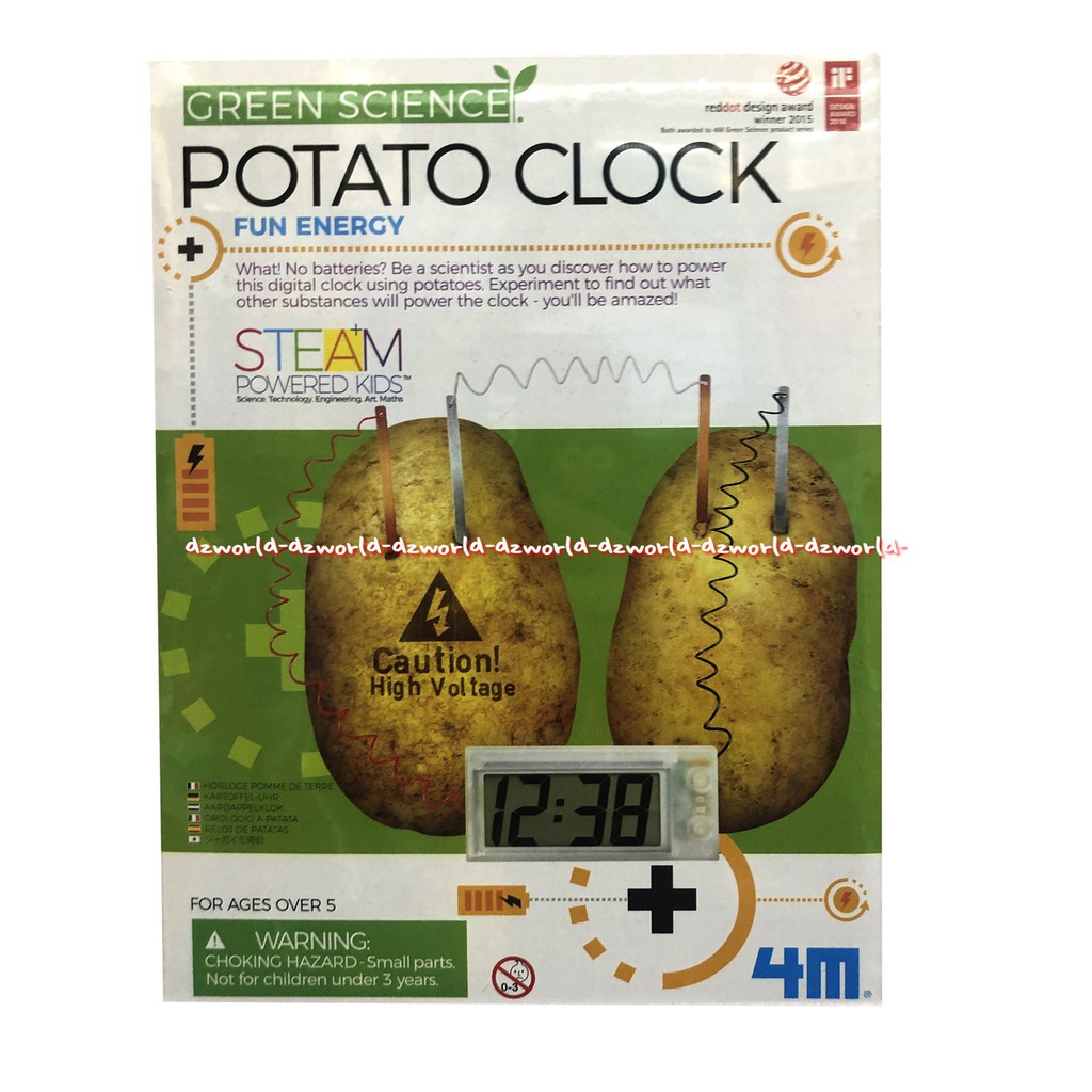 4M Green Science Potato Clock Mainan Membuat Kreasi Jam Dengan Energi Kentang