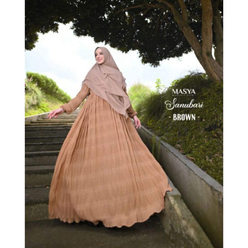 Set Sanubari Brown by Masya/Gamis Premium/Set Syar'i
