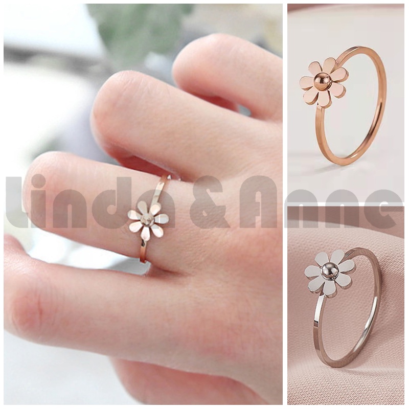 Cincin Titanium Daisy Kecil - Cincin Bunga Aksesoris Fashion Korea Import