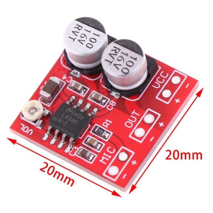 Grosir Microphone MIC condenser pre amplifier DC 5V-12V LM386 Gain 20-200 Elegan
