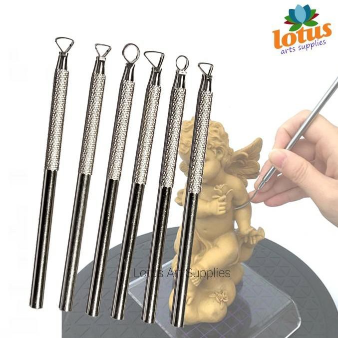 

Art / Aluminum Modelling Sculpture Pottery Clay Tools Set 6 Alat Ukir Pahat