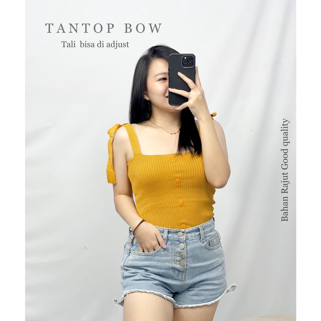 Toply shop Tantop Rajut Premium Rajut korea bow