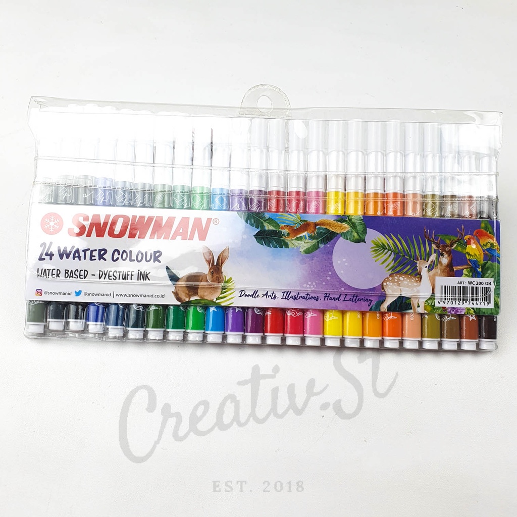 Spidol Anak Watercolor SNOWMAN 24 Warna Child Safe Wc200