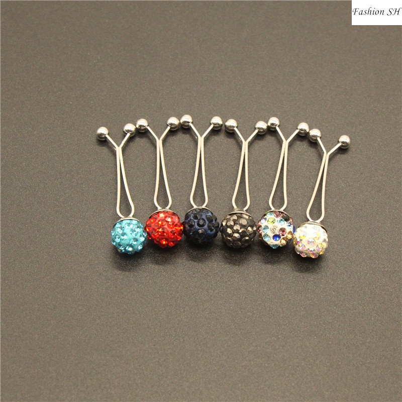 6pcs bros Pin Bola Kristal Warna Campur Untuk Hijab M20022-6PCS