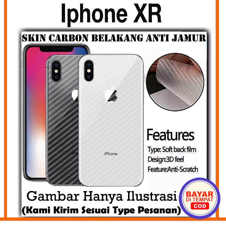 Apple Iphone XR Skin Carbon Transparan Garskin Anti Gores Belakang Hp Stiker Anti Jamur