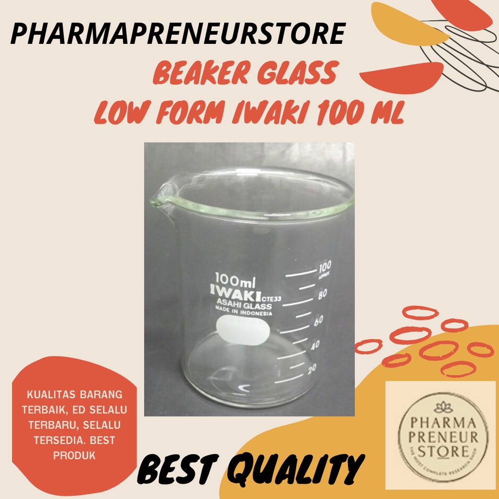 BEAKER GLASS LOW FORM IWAKI 10 ML , 20 ML , 30 ML , 50 ML , DAN 100 ML BEST PRODUCT BEST QUALITY