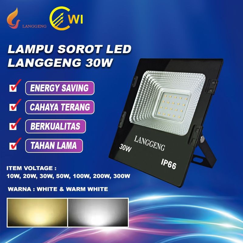 Lampu Sorot LED 30 Watt Putih/Kuning - Lampu Tembak 30 W Langgeng