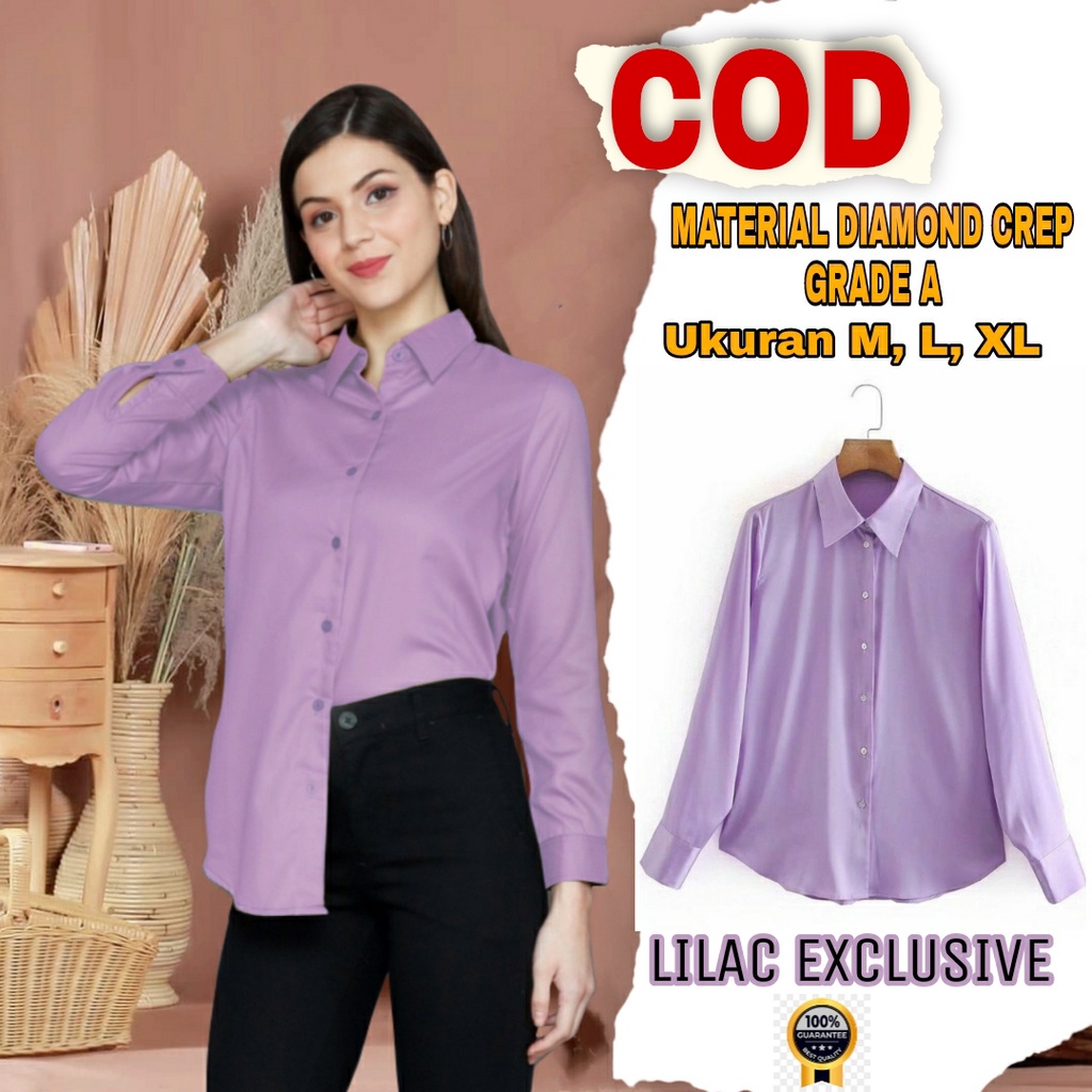 BAJU KEMEJA KERJA WANITA CASUAL FORMAL PUTIH POLOS PNS BASIC LENGAN PANJANG TRAND MODEL KEKINIAN ANA