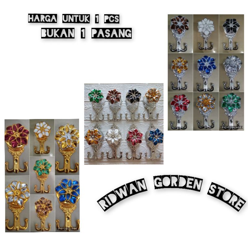 Kait Gorden Bunga Mewah / Pengait Tali Gorden Dinding Model Bunga | Hook Hordeng Elegan