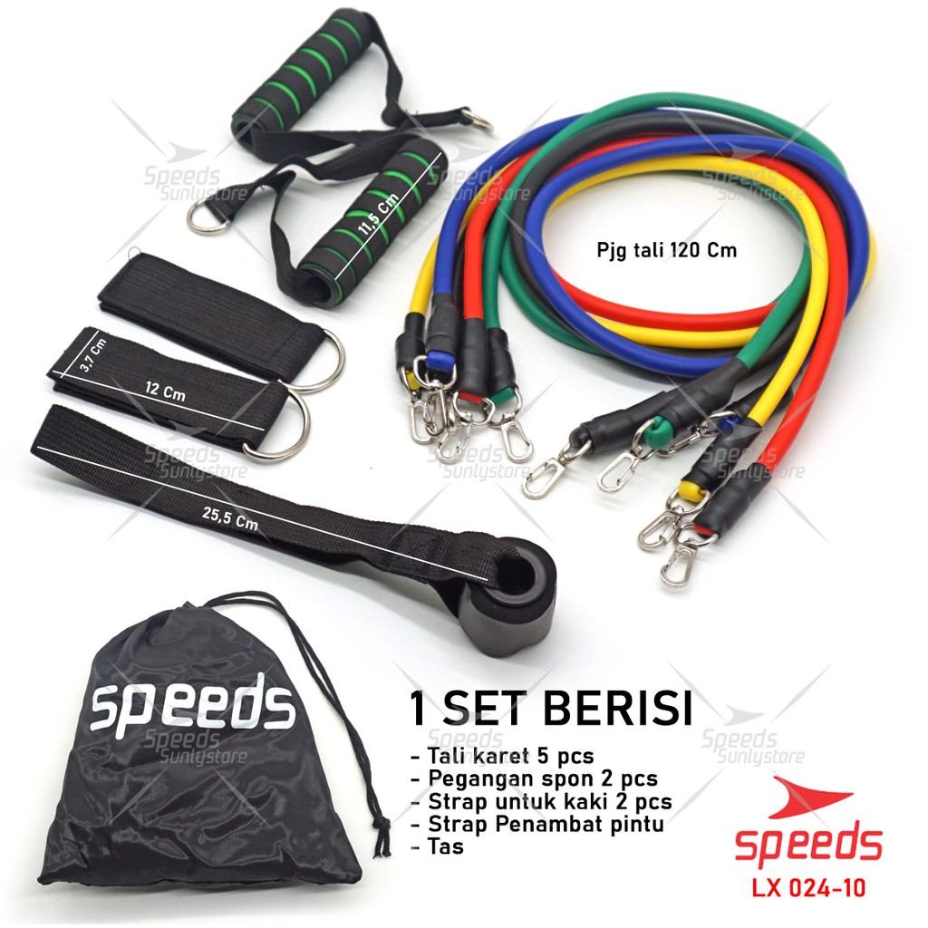 SPEEDS Resistance Bands 11 in 1 Set Tali Pembantu Fitness Gym Power 024-10-3