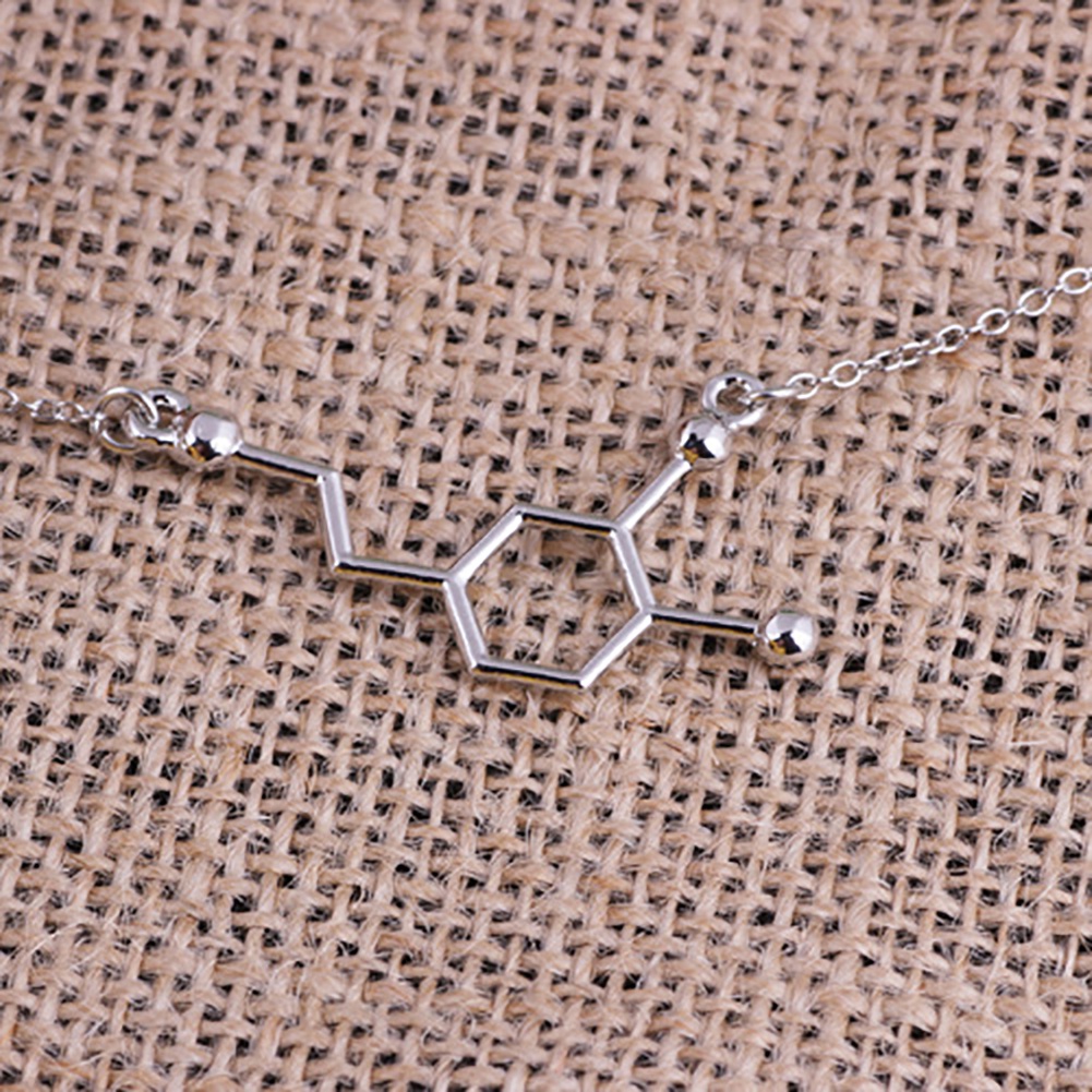 Hu Hu Hu Hu Hu Alat Bantu Pasang Kacamata♡ Kalung Rantai Dengan Liontin Molekul DNA Serotonin Dopamine Acetylcholine Biochemistry